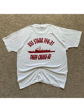 Vintage 90s US Navy USS Stark T-Shirt Single Stitch Military USN